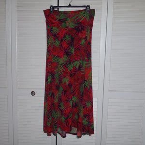 LuLaRoe Maxi skirt L red/green palm fronds